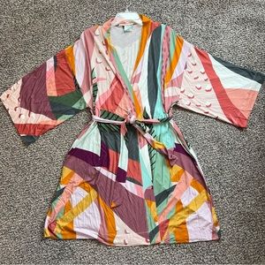 Soma Women’s Cool Nights Short Robe Wrap Bright Colorful Size L/XL